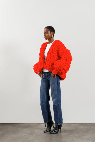 Moni Red Chunky Cardigan