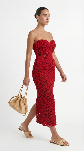 Malize Crochet Strapless Dress
